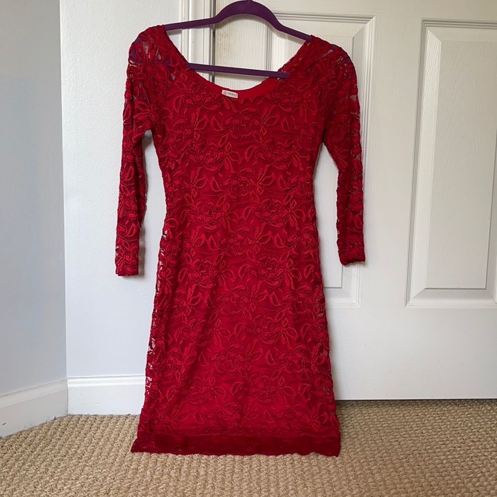 Lace Red Dress/ Size Small